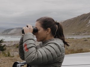 Wordpress blog featured image9 Sonya Roxburgh, monitoring bird activity on the beach for Marlborough's East Coast Protection Agency
